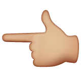 White Left Pointing Backhand Index: Medium-Light Skin Tone on WhatsApp