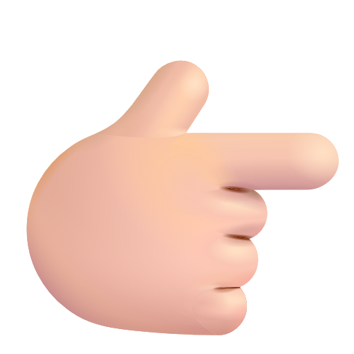 White Right Pointing Backhand Index: Light Skin Tone on Microsoft 3D