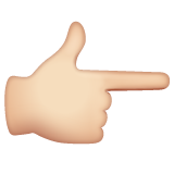 White Right Pointing Backhand Index: Light Skin Tone on WhatsApp