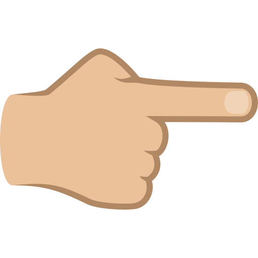 White Right Pointing Backhand Index: Medium-Light Skin Tone on JoyPixels