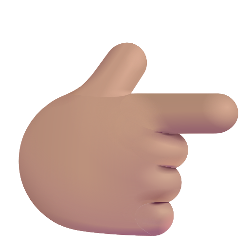 White Right Pointing Backhand Index: Medium Skin Tone on Microsoft 3D