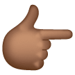 White Right Pointing Backhand Index: Medium-Dark Skin Tone on Samsung