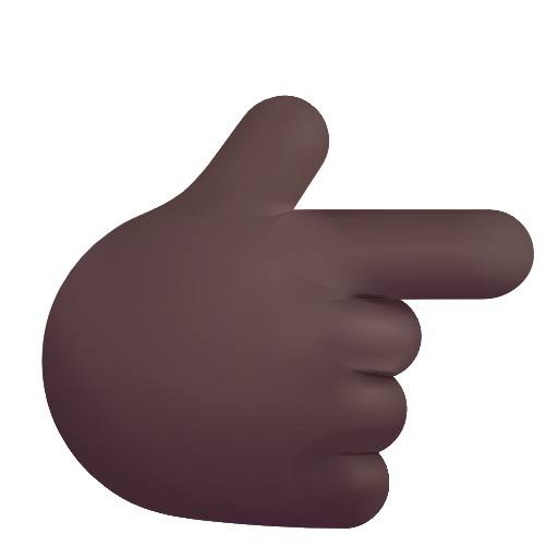 White Right Pointing Backhand Index: Dark Skin Tone on Microsoft 3D