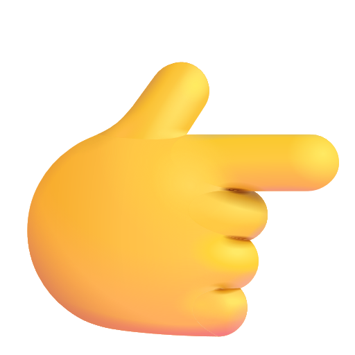 White Right Pointing Backhand Index on Microsoft 3D