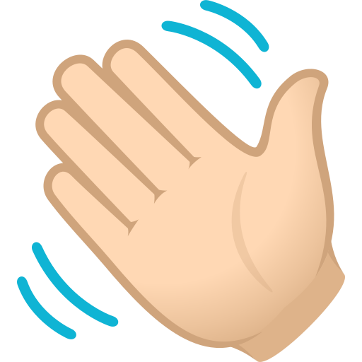 Waving Hand Sign: Light Skin Tone on JoyPixels