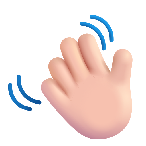 Waving Hand Sign: Light Skin Tone on Microsoft 3D