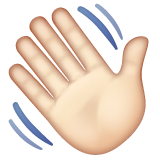 Waving Hand Sign: Light Skin Tone on WhatsApp