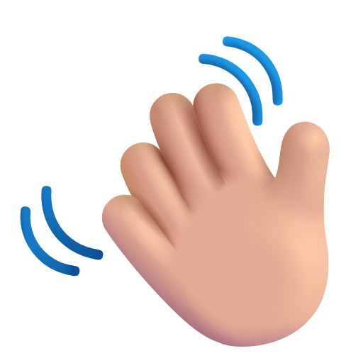 Waving Hand Sign: Medium-Light Skin Tone on Microsoft 3D