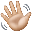 Waving Hand Sign: Medium-Light Skin Tone on Samsung