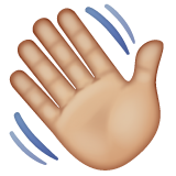 Waving Hand Sign: Medium-Light Skin Tone on WhatsApp