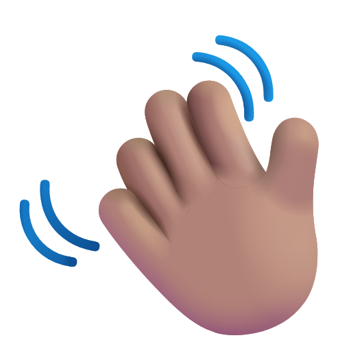 Waving Hand Sign: Medium Skin Tone on Microsoft 3D