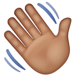 Waving Hand Sign: Medium Skin Tone on WhatsApp