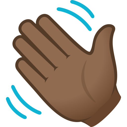Waving Hand Sign: Medium-Dark Skin Tone on JoyPixels