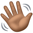 Waving Hand Sign: Medium-Dark Skin Tone on Samsung