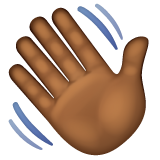 Waving Hand Sign: Medium-Dark Skin Tone on WhatsApp