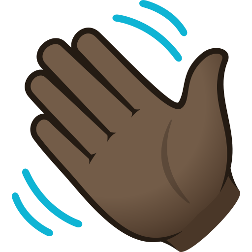 Waving Hand Sign: Dark Skin Tone on JoyPixels