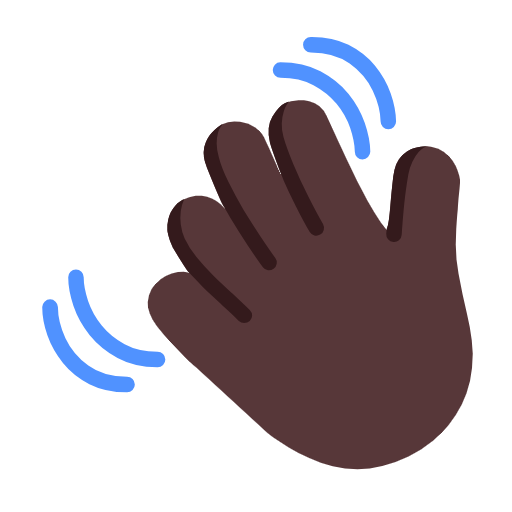 Waving Hand Sign: Dark Skin Tone on Microsoft Fluent
