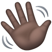 Waving Hand Sign: Dark Skin Tone on Samsung