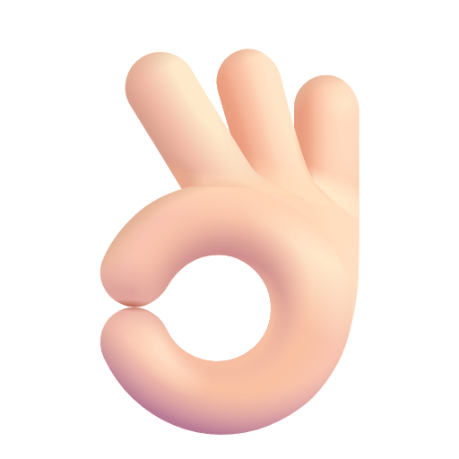 Ok Hand Sign: Light Skin Tone on Microsoft 3D