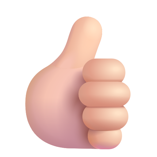 Thumbs Up Sign: Light Skin Tone on Microsoft 3D