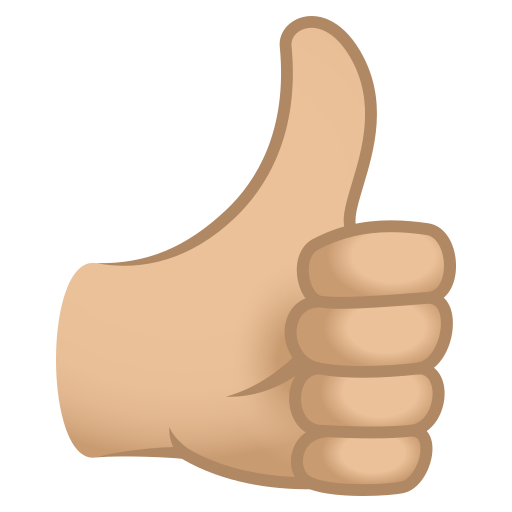Thumbs Up Sign: Medium-Light Skin Tone on JoyPixels