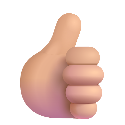 Thumbs Up Sign: Medium-Light Skin Tone on Microsoft 3D