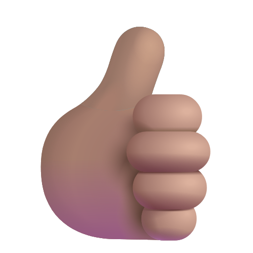 Thumbs Up Sign: Medium Skin Tone on Microsoft 3D