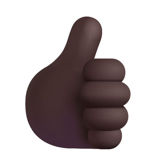 Thumbs Up Sign: Dark Skin Tone on Microsoft 3D