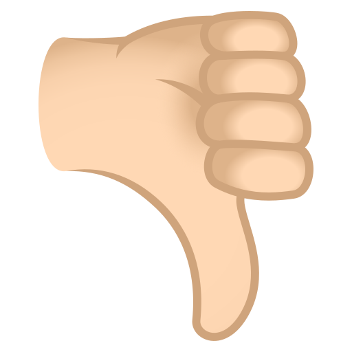 Thumbs Down Sign: Light Skin Tone on JoyPixels