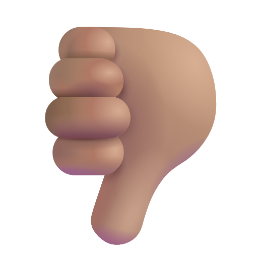 Thumbs Down Sign: Medium Skin Tone on Microsoft 3D