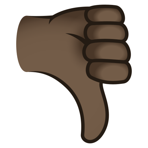 Thumbs Down Sign: Dark Skin Tone on JoyPixels