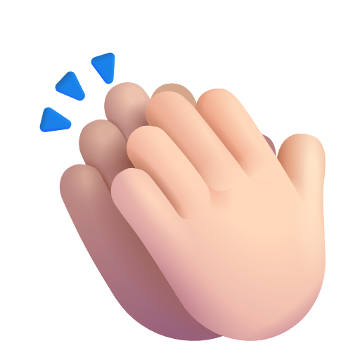 Clapping Hands Sign: Light Skin Tone on Microsoft 3D