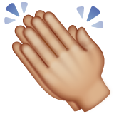 Clapping Hands Sign: Medium-Light Skin Tone on WhatsApp