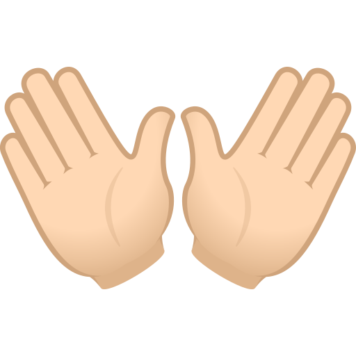 Open Hands Sign: Light Skin Tone on JoyPixels