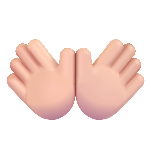 Open Hands Sign: Light Skin Tone on Microsoft 3D