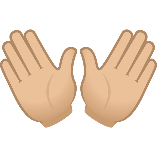 Open Hands Sign: Medium-Light Skin Tone on JoyPixels