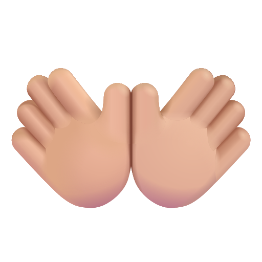 Open Hands Sign: Medium-Light Skin Tone on Microsoft 3D