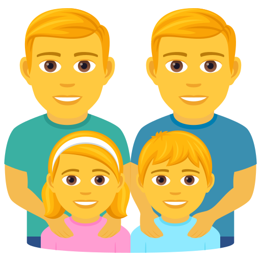Family: Man, Man, Girl, Boy on JoyPixels