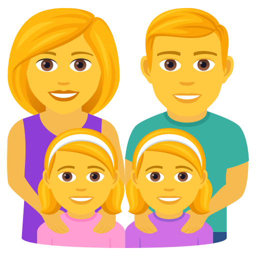 Family: Man, Woman, Girl, Girl on JoyPixels