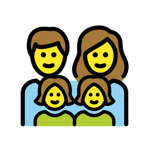 Family: Man, Woman, Girl, Girl on OpenMoji