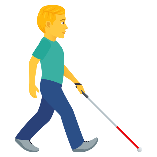 Man With White Cane Facing Right on JoyPixels