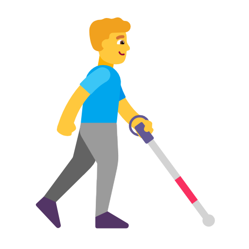 Man With White Cane Facing Right on Microsoft Fluent
