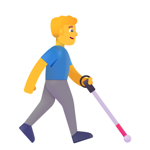 Man With White Cane Facing Right on Microsoft 3D