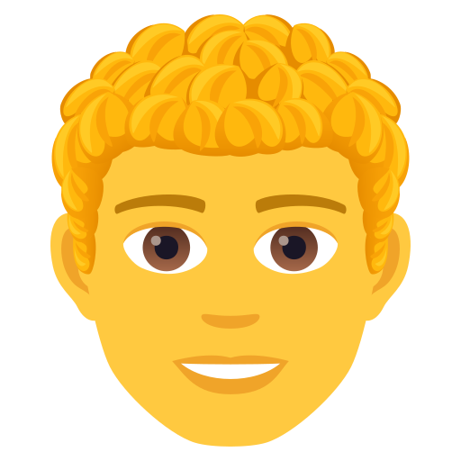 Man: Curly Hair on JoyPixels