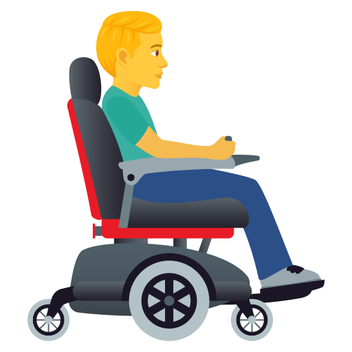 Man In Motorized Wheelchair Facing Right on JoyPixels
