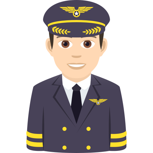 Man Pilot: Light Skin Tone on JoyPixels