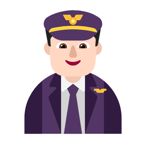 Man Pilot: Light Skin Tone on Microsoft Fluent
