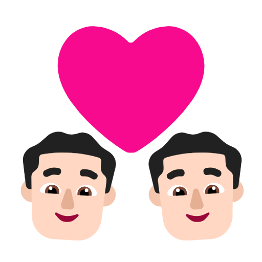 Couple With Heart: Man, Man: Light Skin Tone on Microsoft Fluent