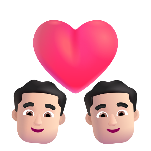 Couple With Heart: Man, Man: Light Skin Tone on Microsoft 3D