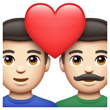 Couple With Heart: Man, Man: Light Skin Tone on WhatsApp